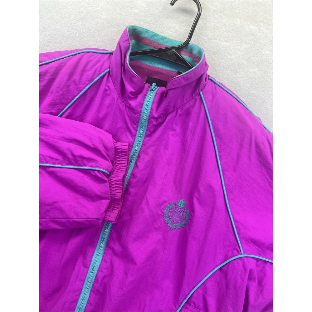 LIZ SPORT Jacket Womens S 90s Purple Shoulder Pads Vintage 80s Retro